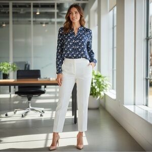 GERARD DAREL SPRING FLORAL BLUE WHITE BLOUSE LONG SLEEVE BUSINESS TOP SZ 40 / 8